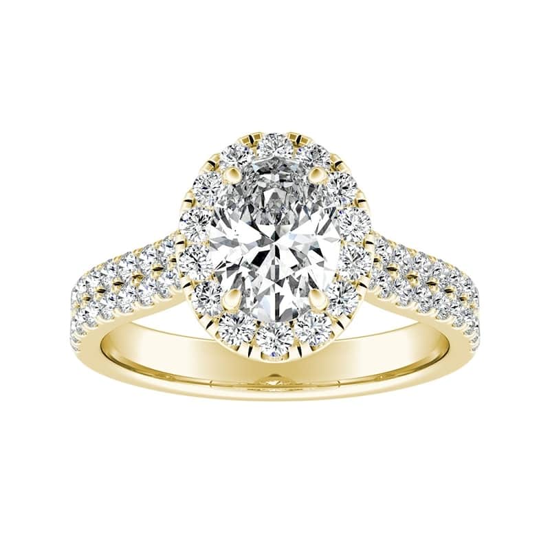 Oval Shape Halo Diamond Engagement Ring 1ctw 14k Gold - 4 - Yellow