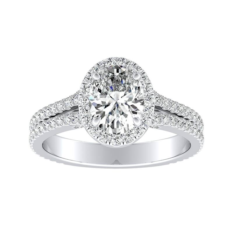 Auriya 14k Gold 1 1/10ctw Oval-cut Halo Diamond Engagement Ring