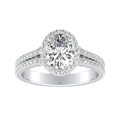 Auriya 14k Gold 1 1/10ctw Oval-cut Halo Diamond Engagement Ring