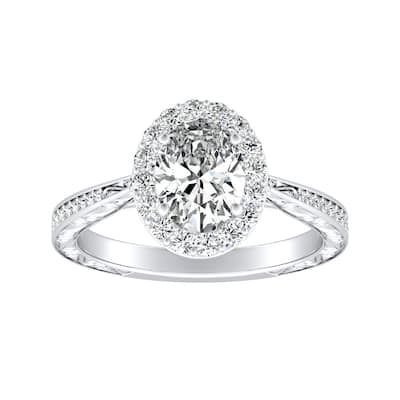 Vintage Oval-cut 9/10ctw Halo Diamond Engagement Ring 14k Gold by Auriya