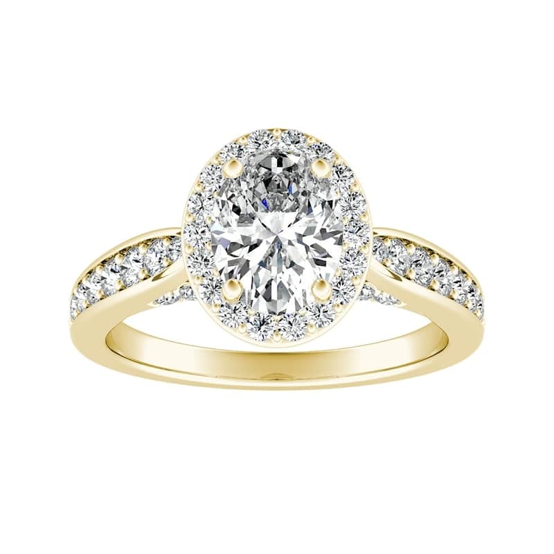 Auriya 14k Gold Modern Oval-cut Halo Diamond Engagement Ring 1cttw