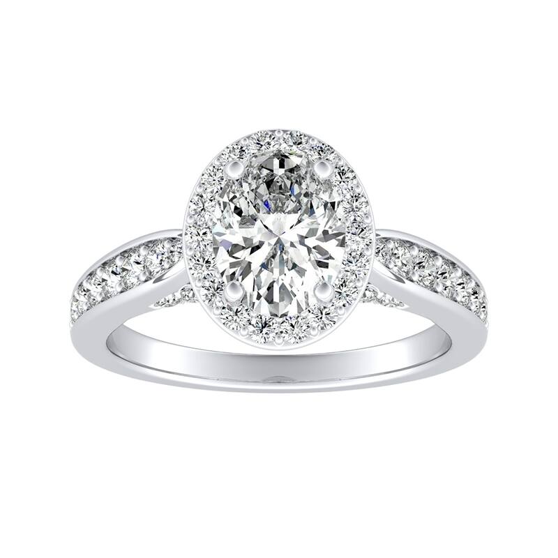 Auriya 14k Gold Modern Oval-cut Halo Diamond Engagement Ring 1cttw