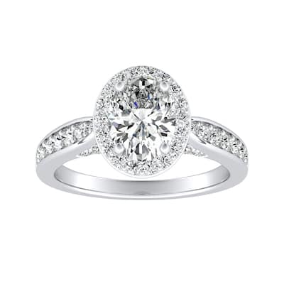 Auriya 14k Gold Modern Oval-cut Halo Diamond Engagement Ring 1cttw