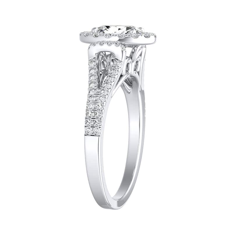 Modern Split-shank Oval Diamond Engagement Ring 7/8cttw 14k Gold by Auriya