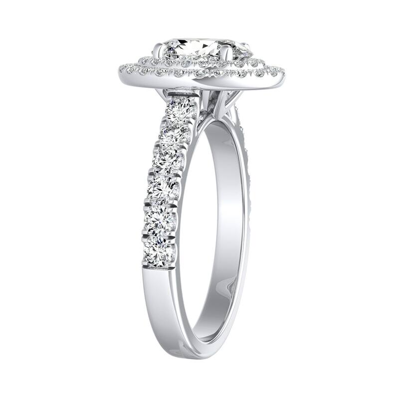 Classic Oval Shape 1 1/2ctw Double Halo Diamond Engagement Ring 14k Gold by Auriya