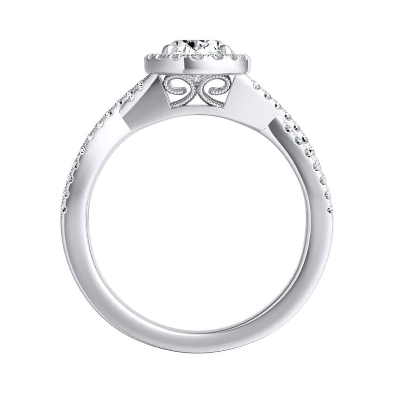 Twisted Oval-cut 1ctw Halo Diamond Engagement Ring 14k Gold by Auriya