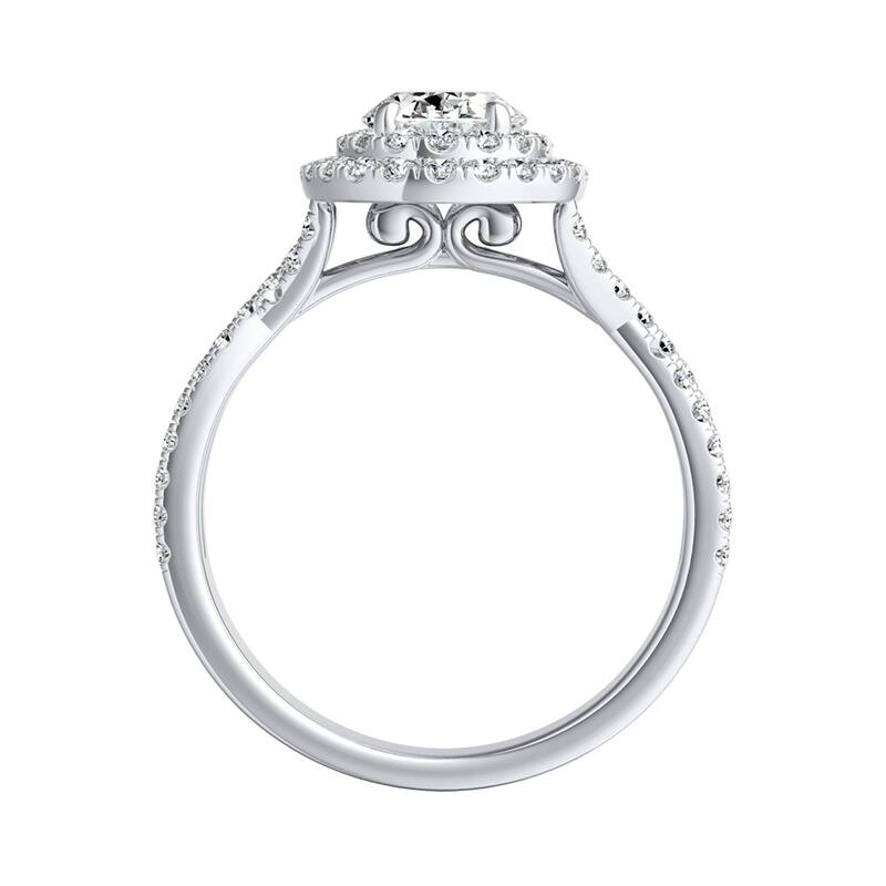 Twisted Oval Shape 1 1/5ctw Double Halo Diamond Engagement Ring 14k Gold by Auriya