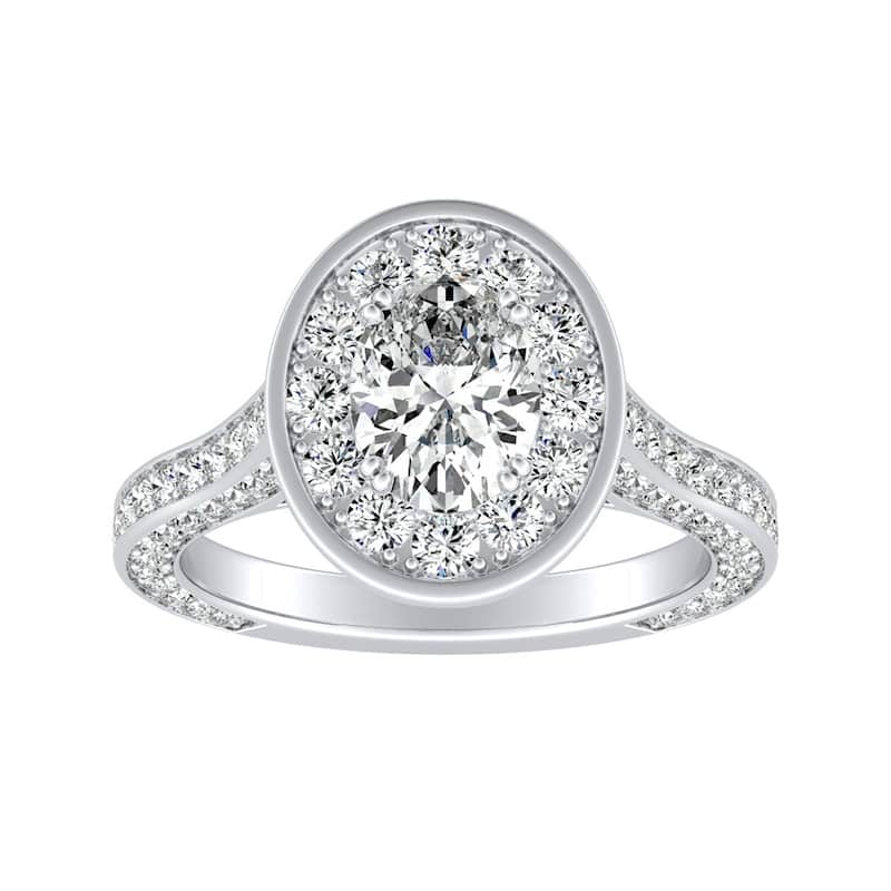 Oval-cut 2ctw Halo Diamond Engagement Ring by Auriya 14k Gold - 7 - White