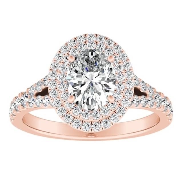 Oval Shape Halo Diamond Engagement Ring 1 1/4ctw 14k Gold by Auriya