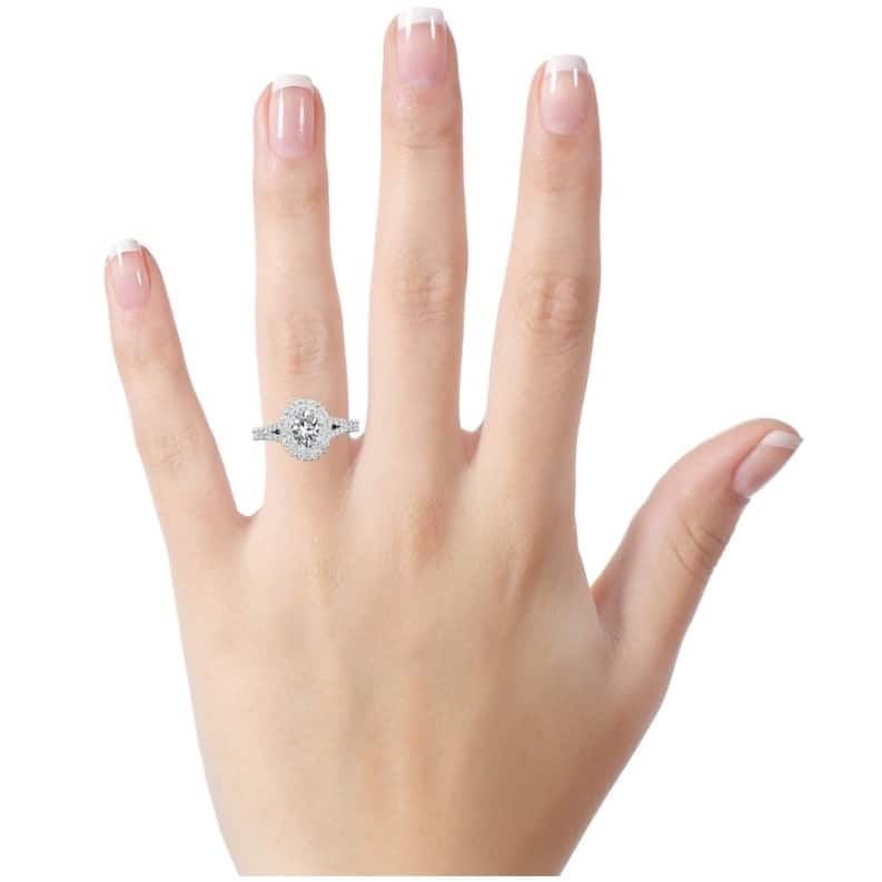 Oval Shape Halo Diamond Engagement Ring 1 1/4ctw 14k Gold by Auriya