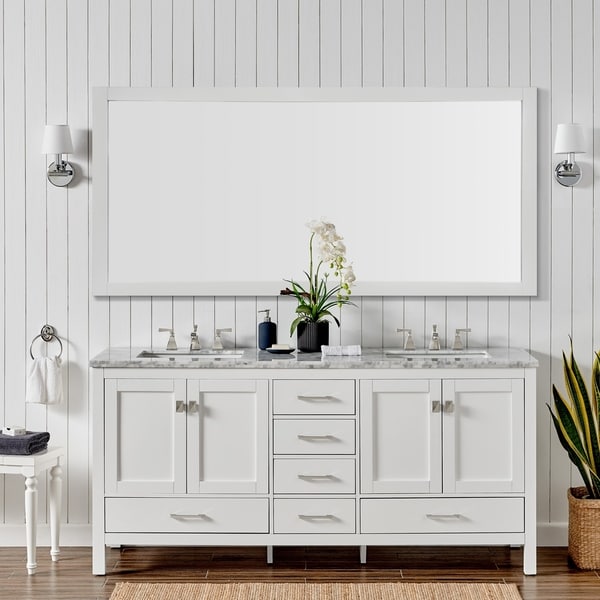 Eviva Aberdeen 84 White Transitional Double Sink Bathroom White Transitional Double Sink Bathroom