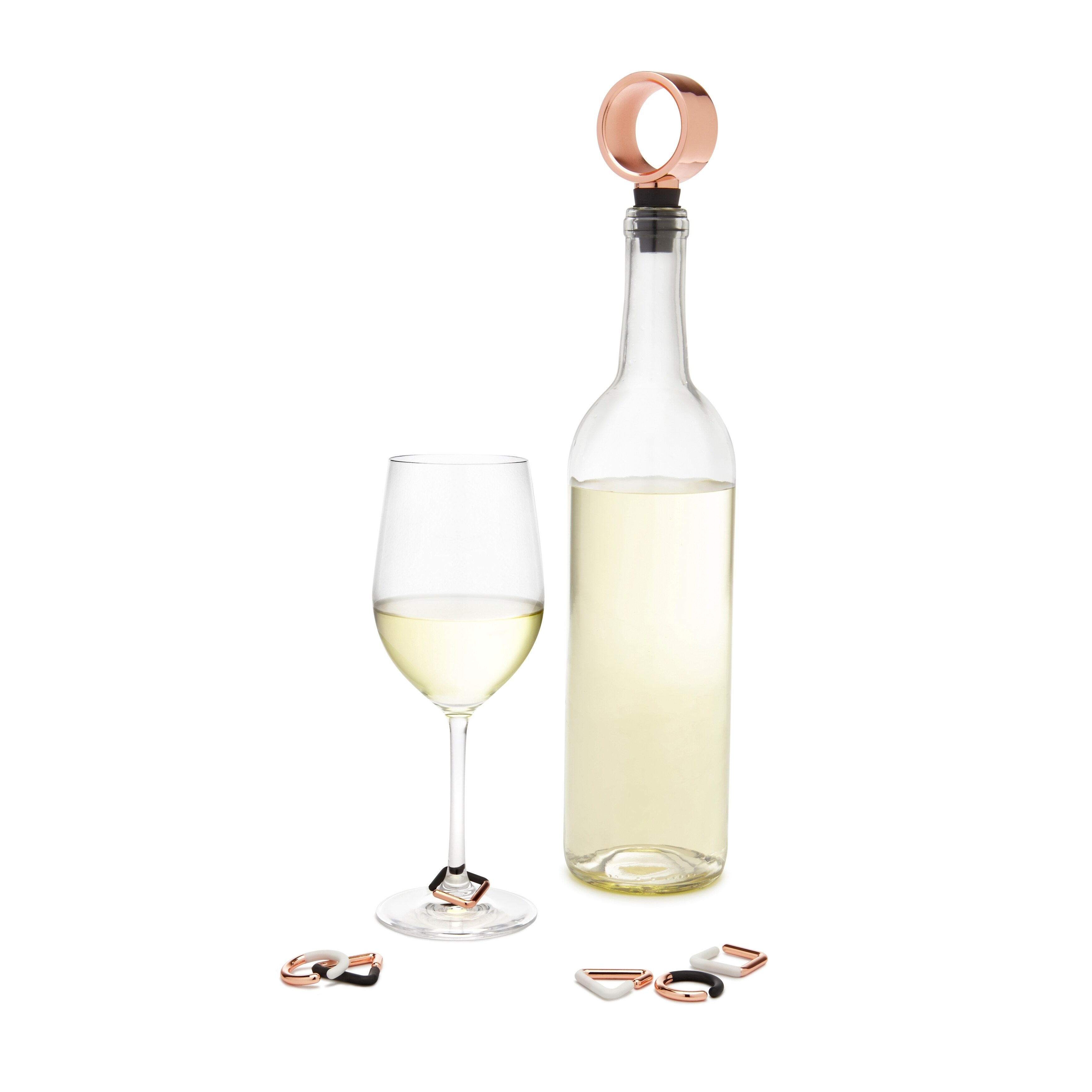 Shop Black Friday Deals On Umbra Geo Wine Glass Charms And Wine Bottle Topper Set Overstock 18695037