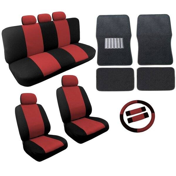 Red Black Two Tone Car Seat Covers Black Mats Set 18pc Toyota Celica Overstock 18695276