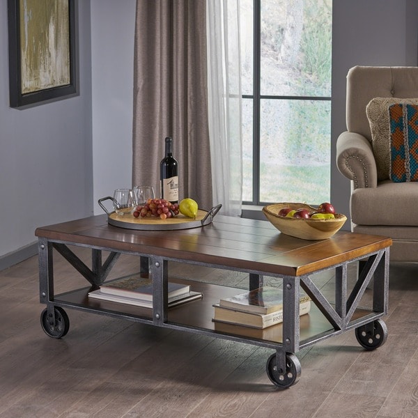 Dree Industrial Rectangle Wood Coffee Table by Christopher Knight Home