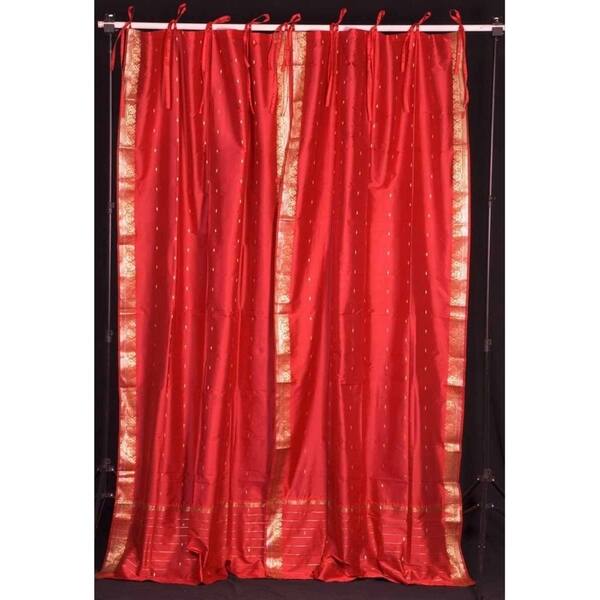 Shop Fire Brick Tie Top Sheer Sari Curtain Drape Panel Piece