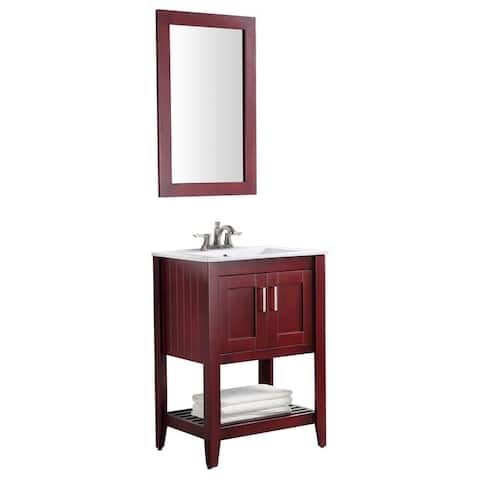 ANZZI Mosset 24 in. W x 34 in. H Red Cherry Single Sink Vanity Set