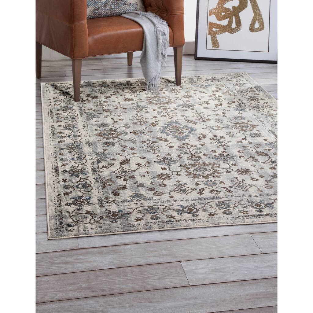 Cort Grey/Ivory/Brown/Blue Area Rug by Greyson Living - 5'3 x 7'6