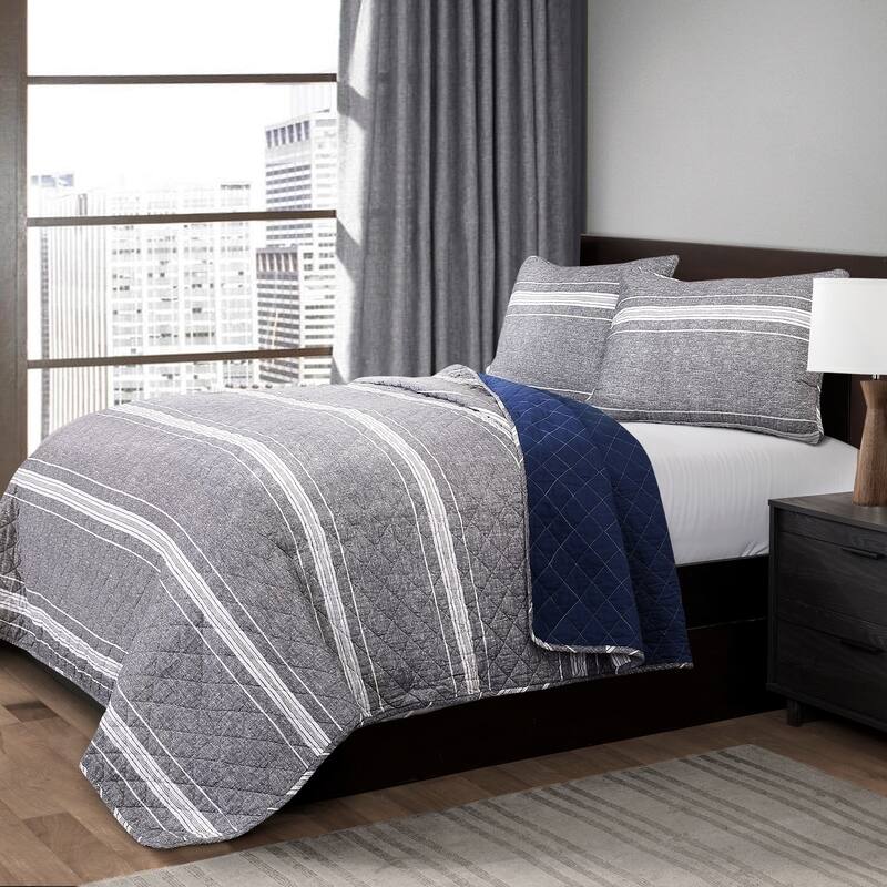 Lush Decor Marlton Stripe 3 Piece Quilt Set