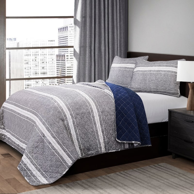 Lush Decor Marlton Stripe 3 Piece Quilt Set