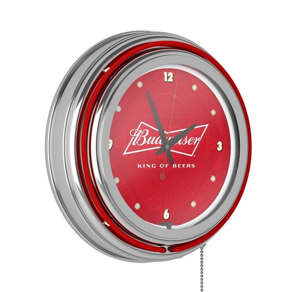 Budweiser Chrome Double Rung Neon Clock - Bow Tie - Bow Tie. Opens flyout.