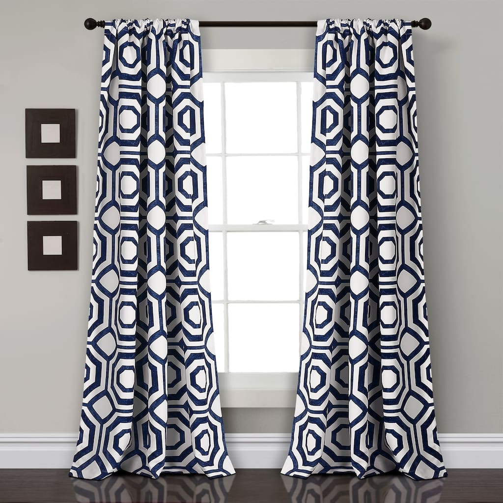 Lush Decor Octagon Blocks Room Darkening Window Curtain Panel Pair - 52"W x 84"L - 52"W x 84"L