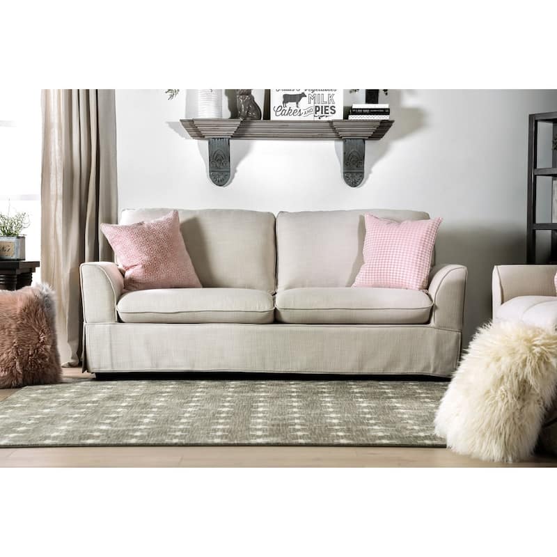 Nis Casual Fabric Upholstered Slipcovered Sofa by Furniture of America