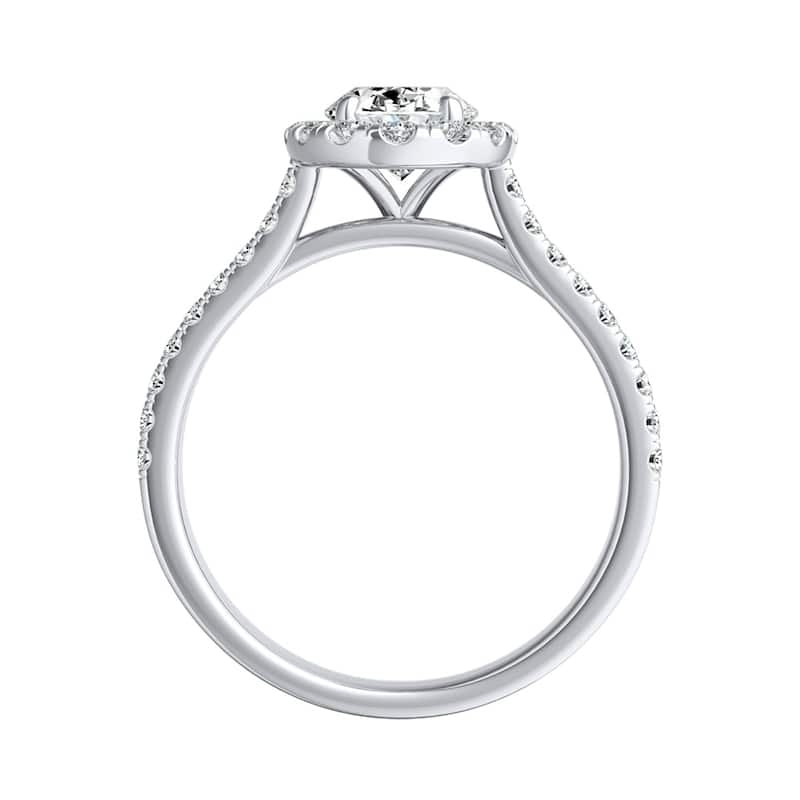 Oval Shape Halo Diamond Engagement Ring 1 1/4ctw Platinum