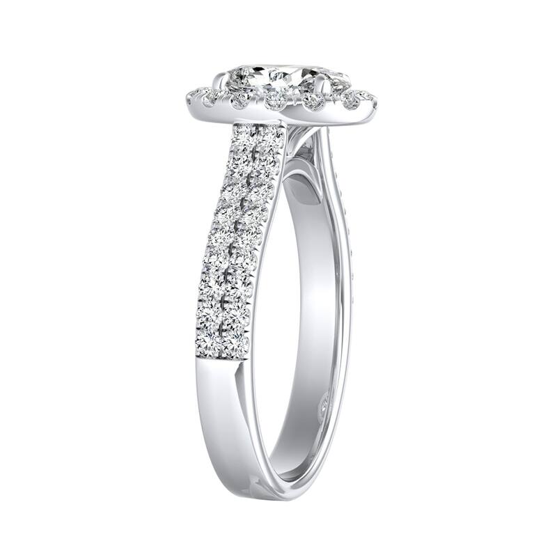 Oval Shape Halo Diamond Engagement Ring 1 1/4ctw Platinum