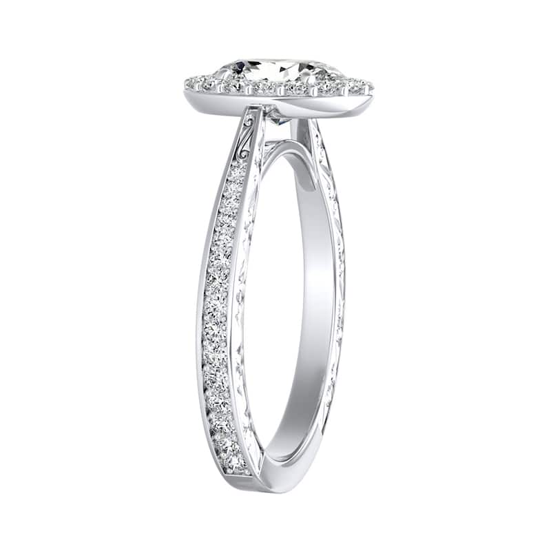 Vintage Oval-cut 1 1/6ctw Halo Diamond Engagement Ring Platinum by Auriya