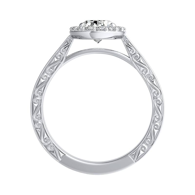 Vintage Oval-cut 1 1/6ctw Halo Diamond Engagement Ring Platinum by Auriya
