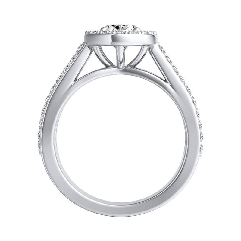 Triple Band Oval-cut Halo Diamond Engagement Ring 1 1/2ctw Platinum by Auriya