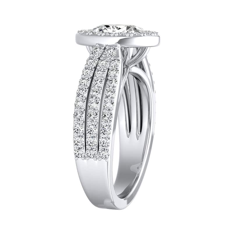 Triple Band Oval-cut Halo Diamond Engagement Ring 1 1/2ctw Platinum by Auriya