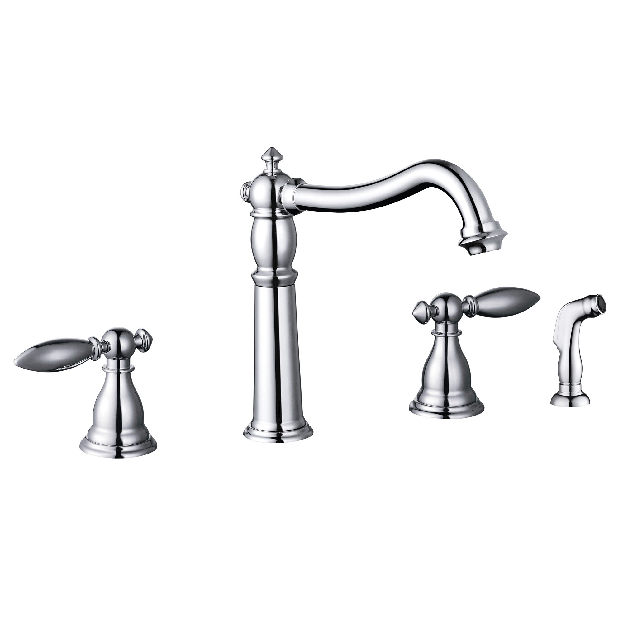 Two Handle Kitchen Faucet with Side Sprayer Polished ...