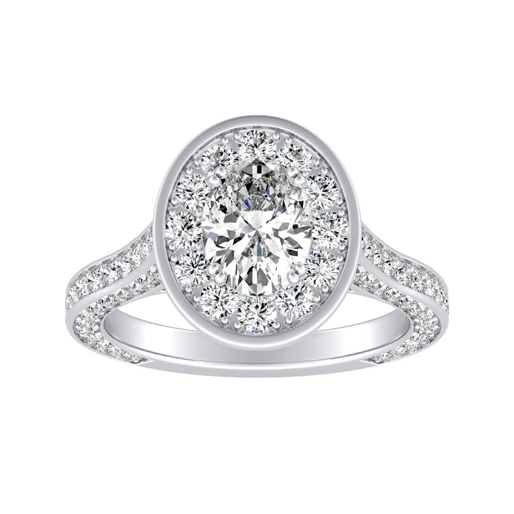 Oval-cut 2 1/4ctw Halo Diamond Engagement Ring Platinum by Auriya