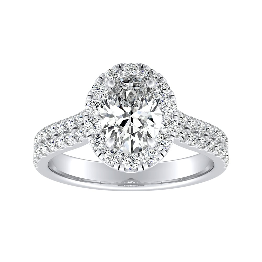 Auriya Oval Shape Halo Diamond Engagement Ring 1 1/2ctw Platinum