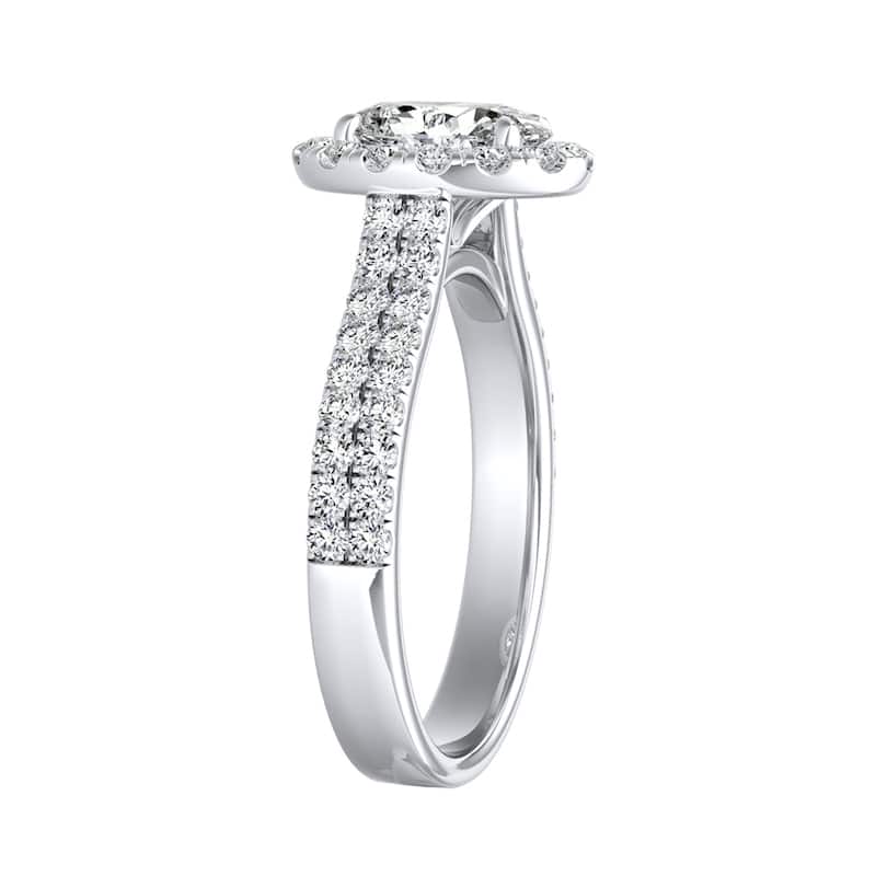 Oval Shape Halo Diamond Engagement Ring 1 1/2ctw Platinum