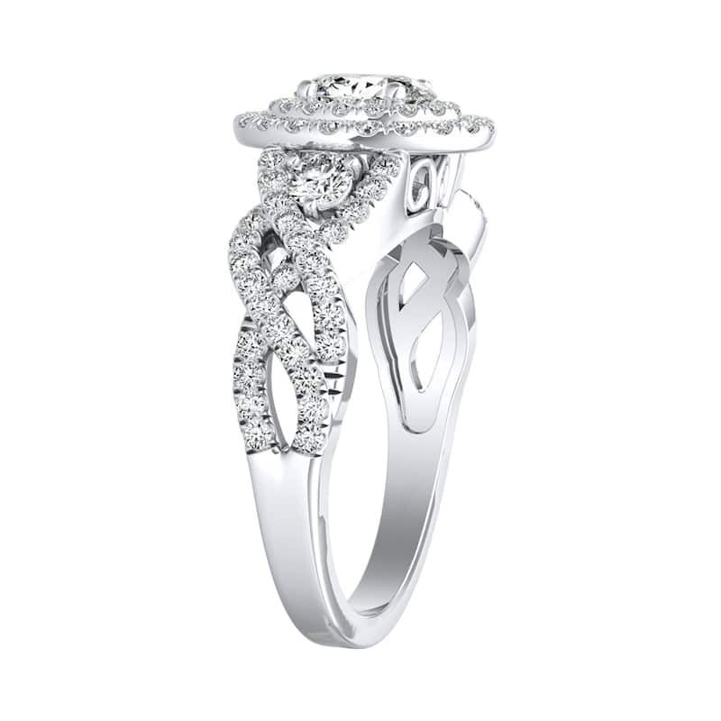 Braided Oval-cut 1 5/8ctw Double Halo Diamond Engagement Ring Platinum by Auriya