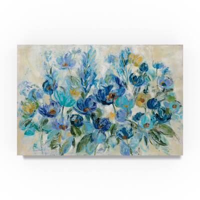 Silvia Vassileva 'Scattered Blue Flowers' Canvas Art