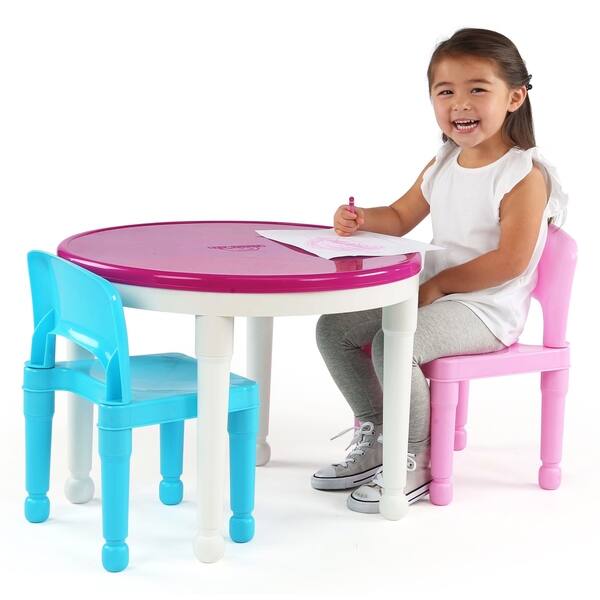 Shop Kids 2 In 1 Plastic Activity Table 2 Chairs Set White Bright Colors Multi Overstock 18704670