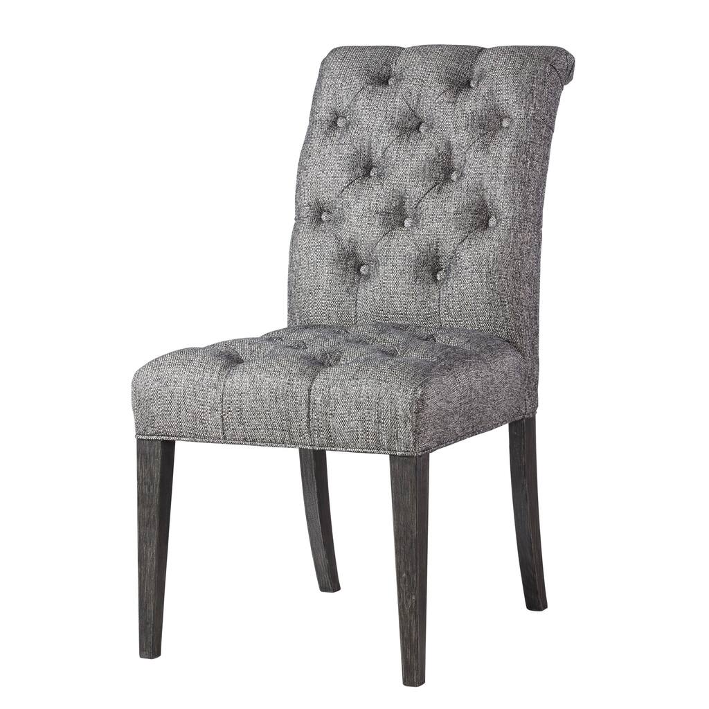 Curated Aldrich Grey and After Midnight Tufted Parson Chair