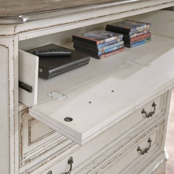 Shop Magnolia Manor Antique White Media Chest On Sale