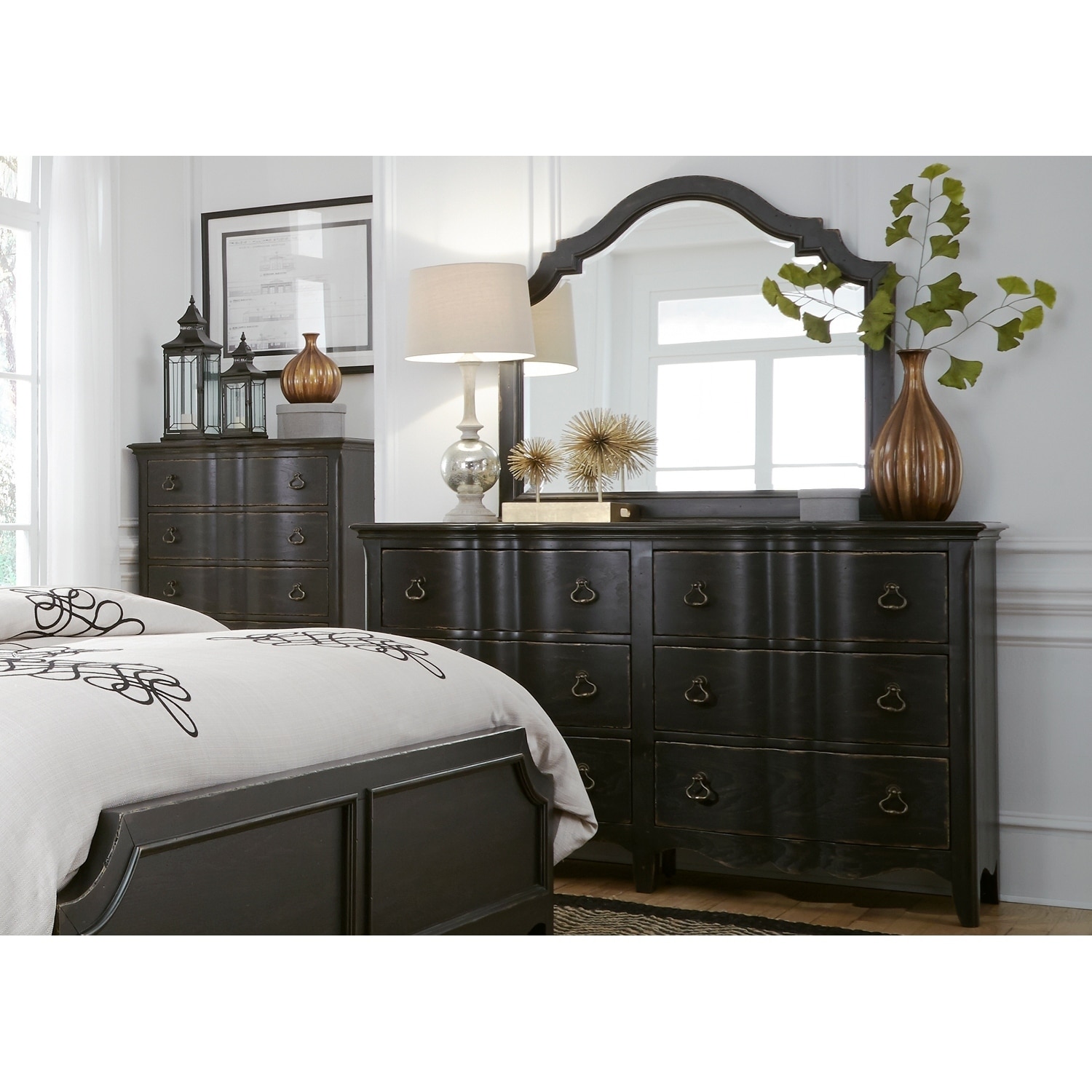 Shop Chesapeake Wire Brushed Antique Black Dresser And Mirror On