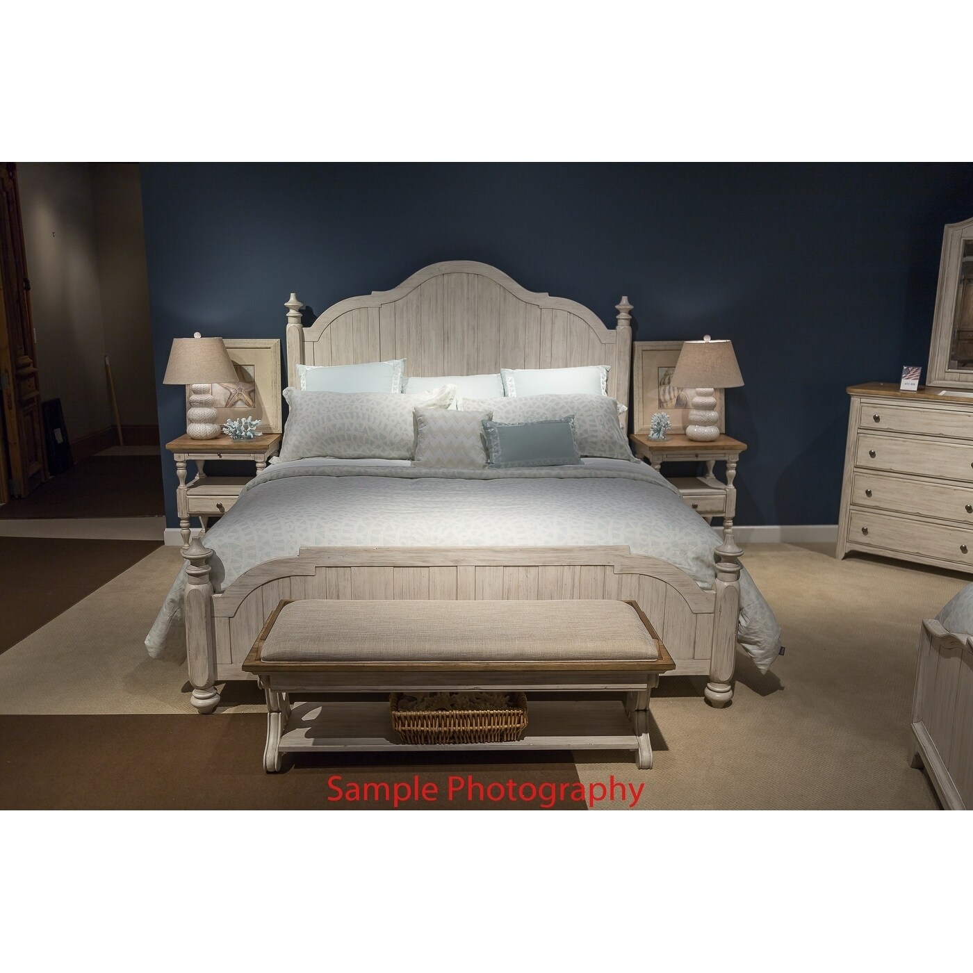 Shop Farmhouse Reimagined Antique White Wood King Poster Bed