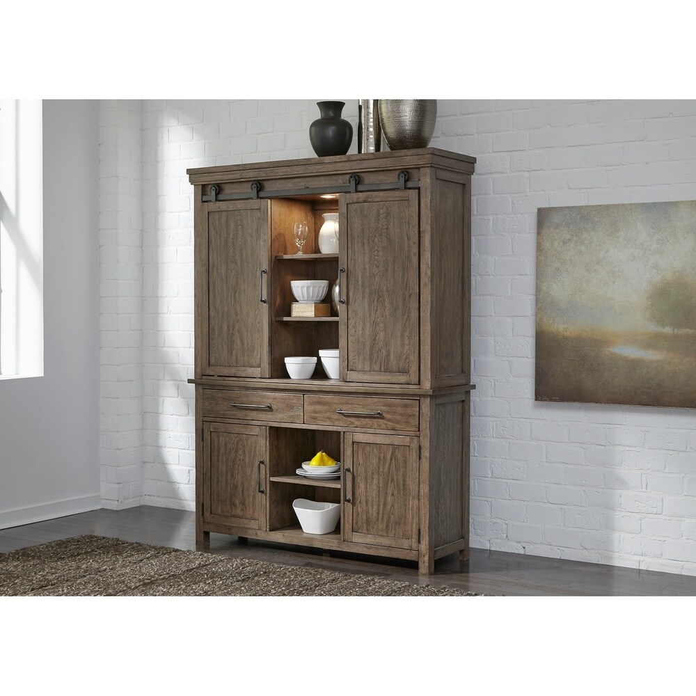 Liberty Furniture Sonoma Road Weather Beaten Bark Hutch and Buffet (Brown)