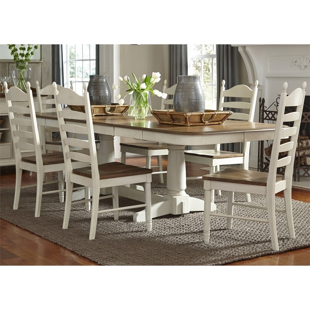 Shop Springfield Antique Honey/Cream Wood 7-piece Ladderback Double ... Shop Springfield Antique Honey/Cream Wood 7-piece Ladderback Double ...