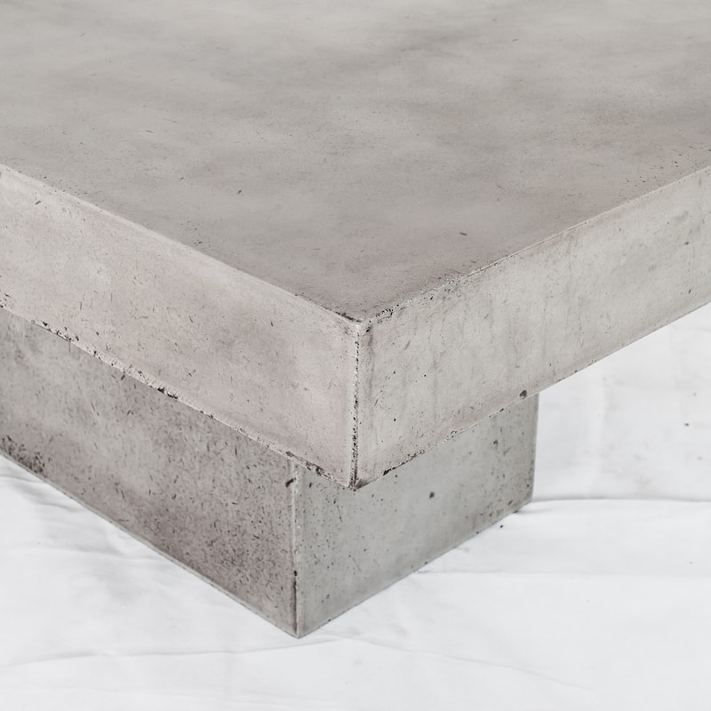 Aurelle Home Grey Concrete Modern Coffee Table - 31.5" x 47" x 18.5"