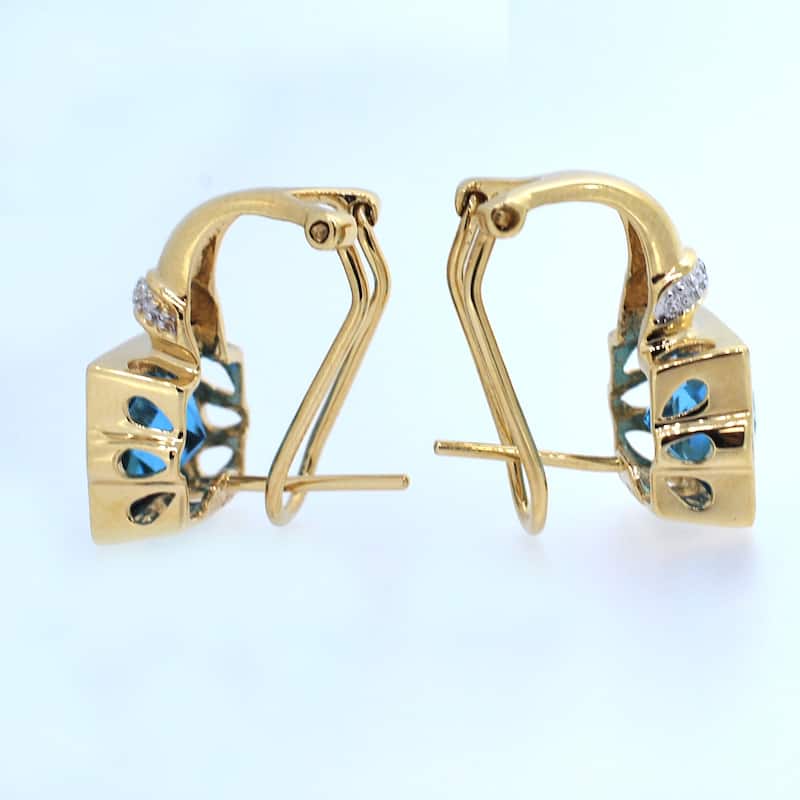 Kabella 14k gold Square Shape Quilt Cut 8mm Gemstone Earrings