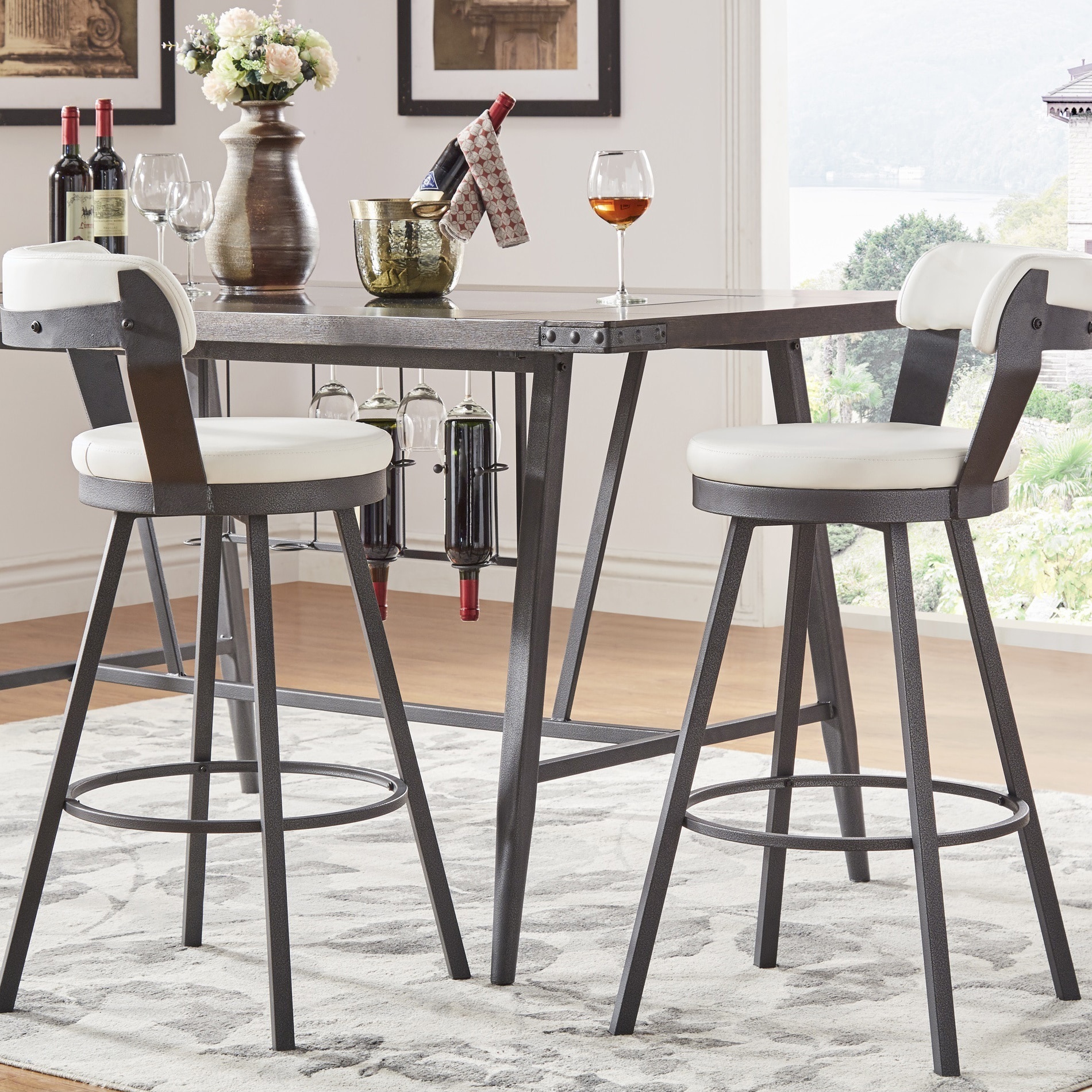 Harley Faux Leather And Metal Swivel Stools Set Of 2 By Inspire Q Modern