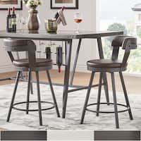 Harley Faux Leather and Metal Swivel Stools (Set of 2) by iNSPIRE Q Modern