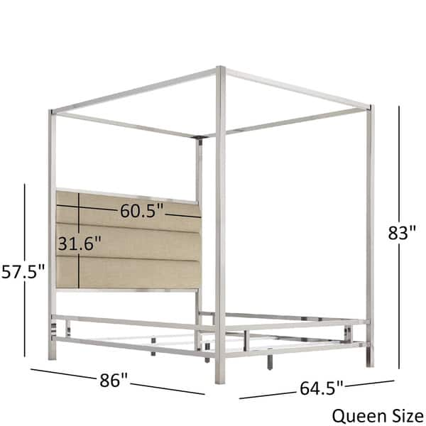 Solivita Chrome Metal Canopy Bed with Horizontal Panel Headboard by ...